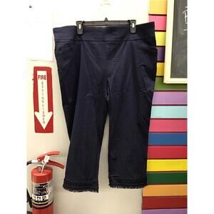 Nina Leonard women’s fringe crop size 2X navy blue new from qvc